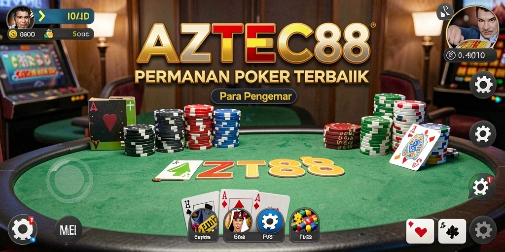 Tampilan permainan AZTEC88 dengan pemain yang bersaing di meja Poker.