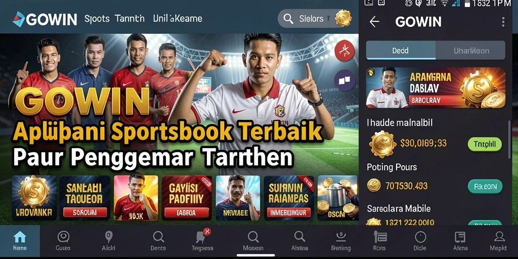 Tangkapan layar GOWIN menampilkan tampilan menarik dari fitur taruhan olahraga.