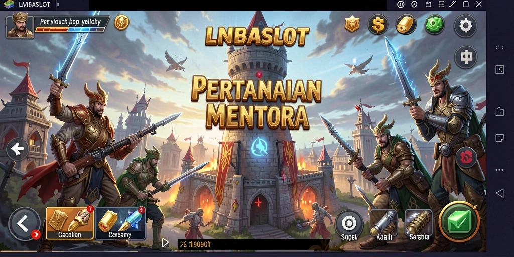 Tangkapan layar menampilkan aksi seru di LMBASLOT dengan menara yang siap mempertahankan.