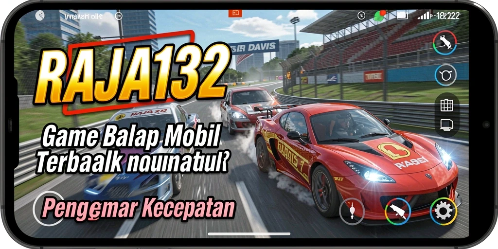 Screenshot gameplay RAJA132 menampilkan mobil balap di trek yang menegangkan.