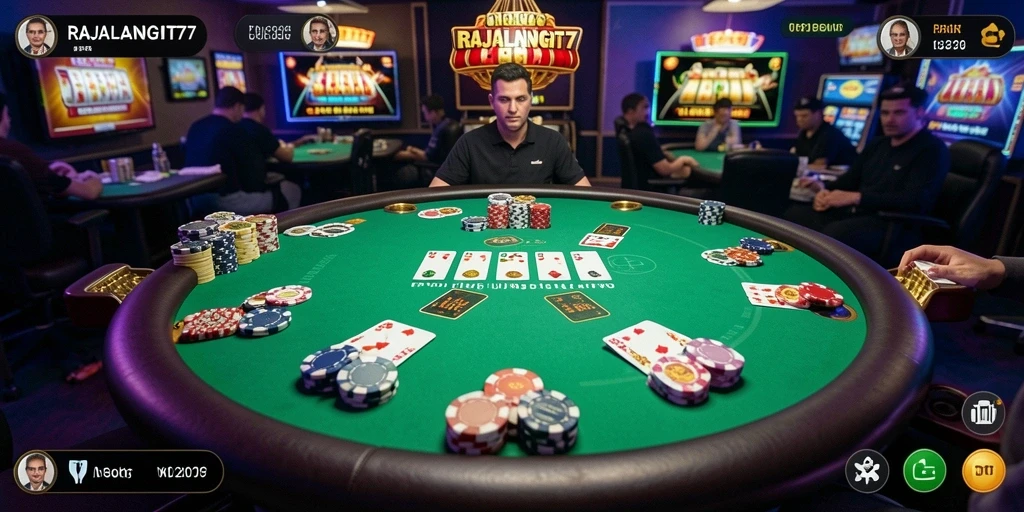 Tampilan screenshot RAJALANGIT77 menampilkan keseruan bermain poker.
