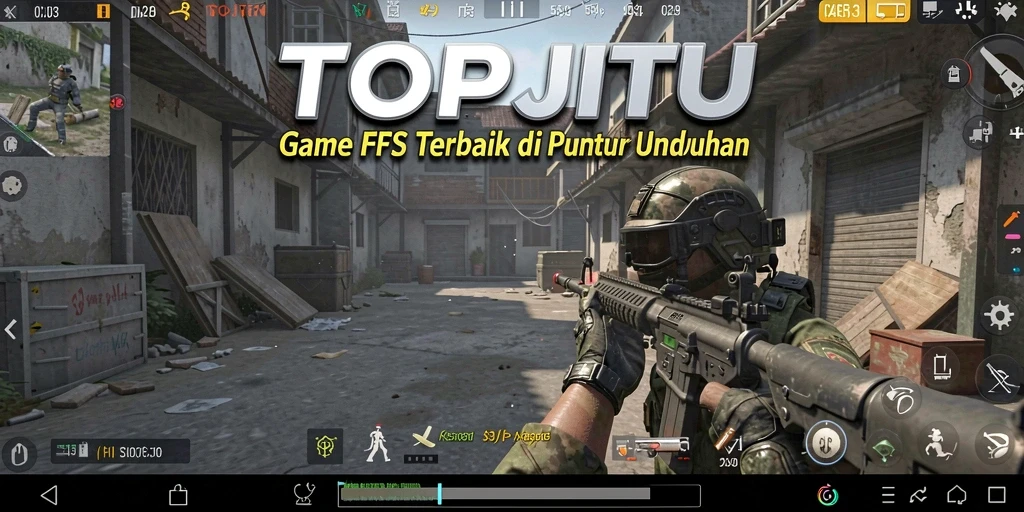 Screenshot gameplay mendebarkan dari TOPJITU yang menunjukkan aksi intens.